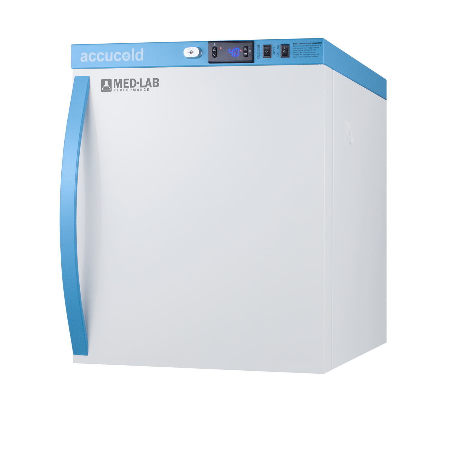 Performance series Med-Lab 1 cu.ft. compact all-refrigerator with antmicrobial silver-ion handle and hospital grade cord with 'green dot' plug